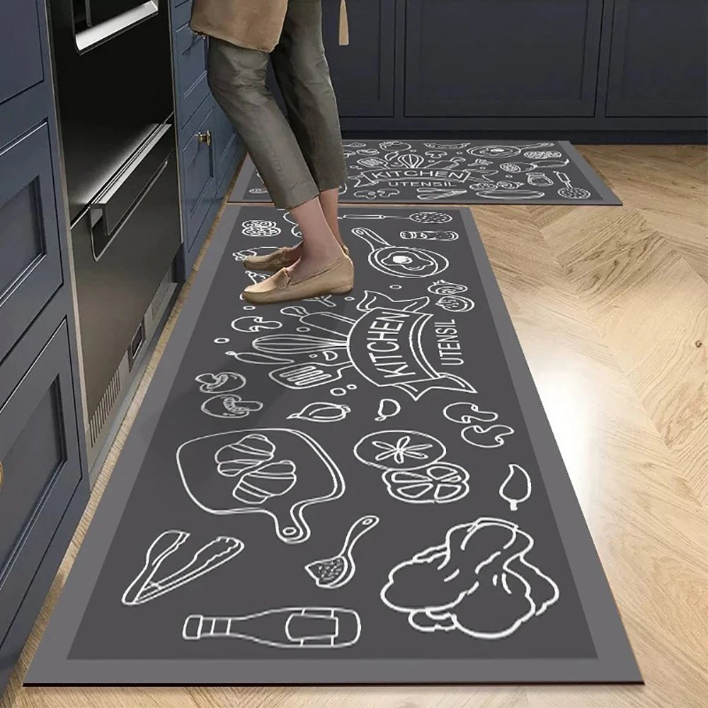 Lattica Kitchen Floor Mat – Geometric Basketweave Crystal Velvet Non-Slip Absorbent Runner Rug