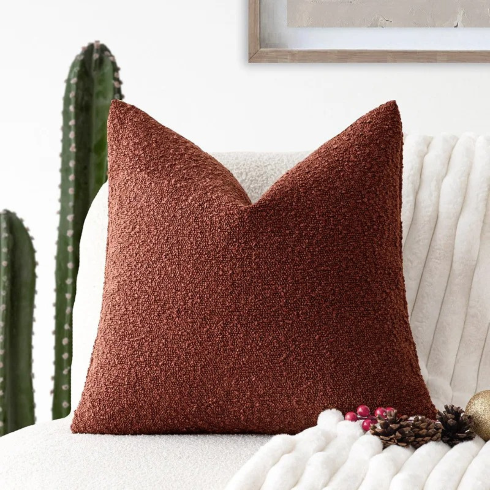 Celestria Cloud Decorative Pillow – Luxury Boucle Textured Throw Pillow Bedroom Living Room Sofa Decor