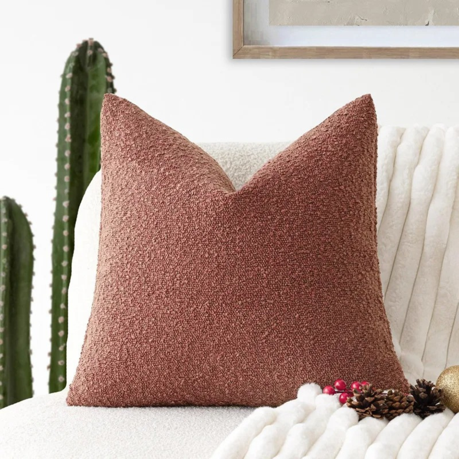 Celestria Cloud Decorative Pillow – Luxury Boucle Textured Throw Pillow Bedroom Living Room Sofa Decor