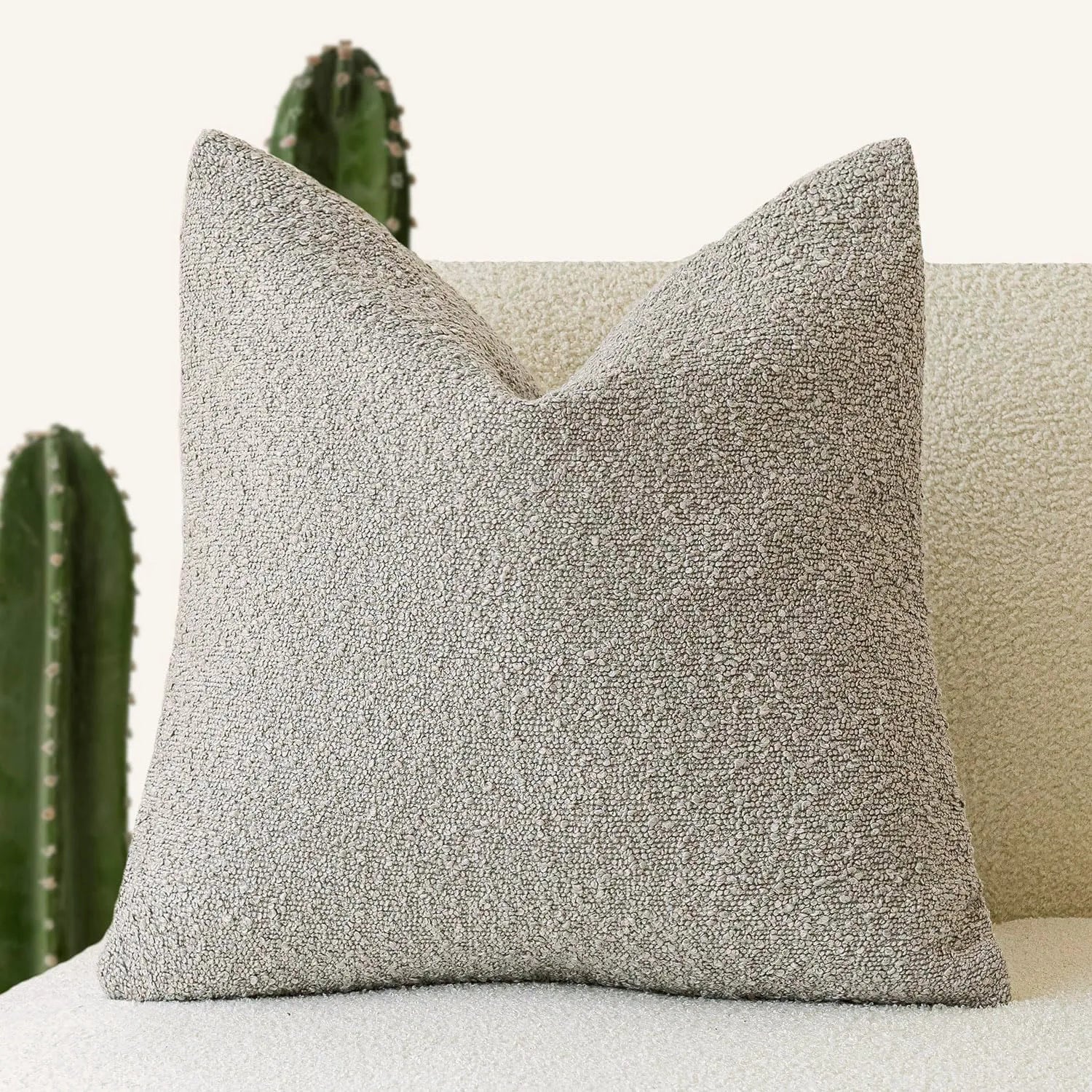Breckton Textured Throw Pillow Cover – Scandinavian Charcoal Gray Boucle Cushion Living Room Bedroom Decor