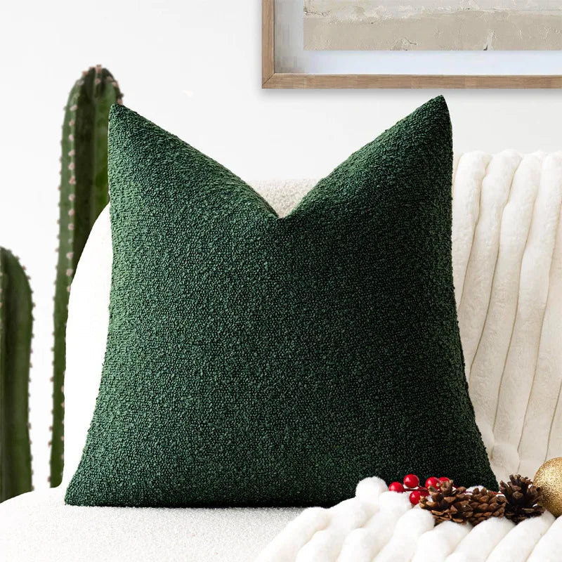 Breckton Textured Throw Pillow Cover – Scandinavian Charcoal Gray Boucle Cushion Living Room Bedroom Decor