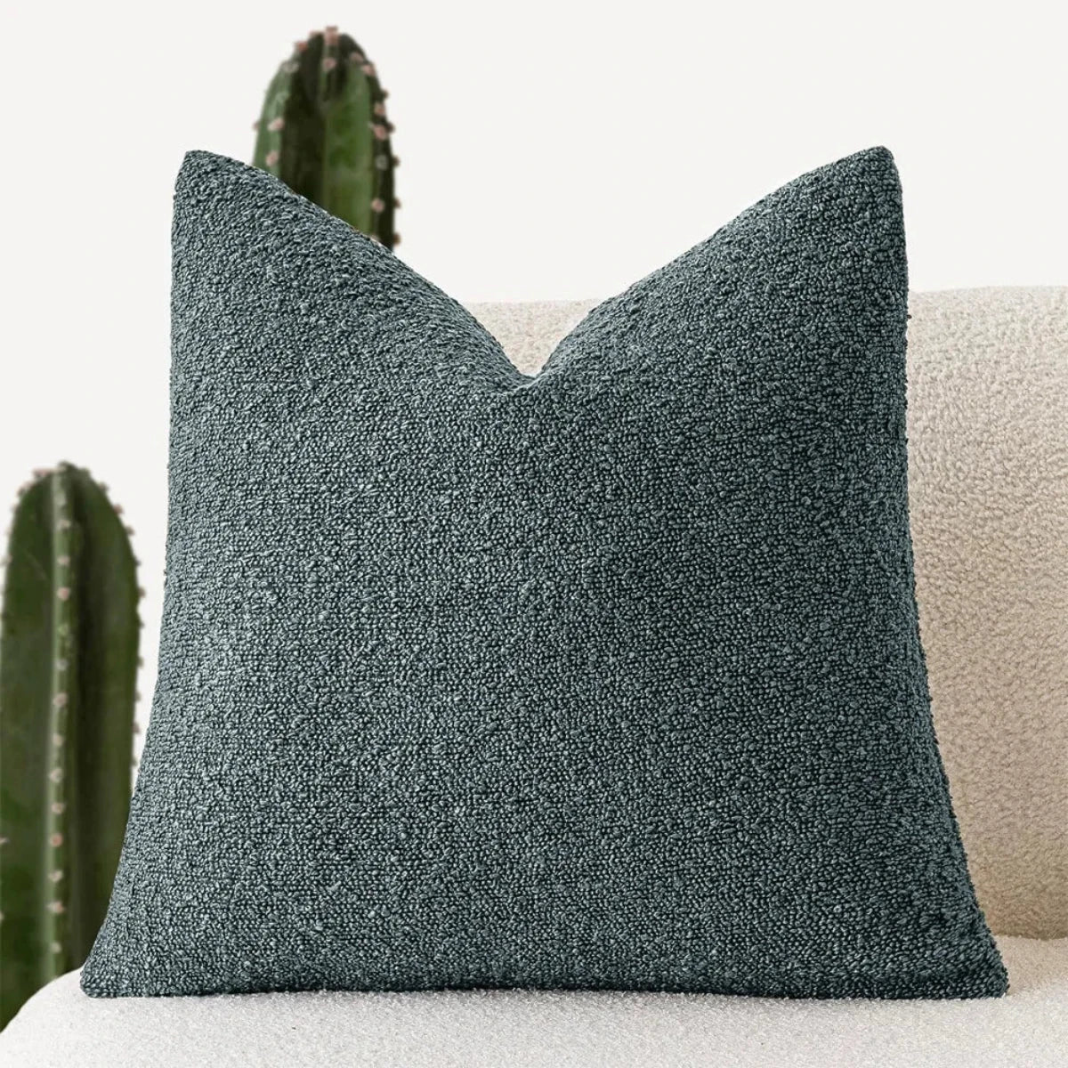 Breckton Textured Throw Pillow Cover – Scandinavian Charcoal Gray Boucle Cushion Living Room Bedroom Decor