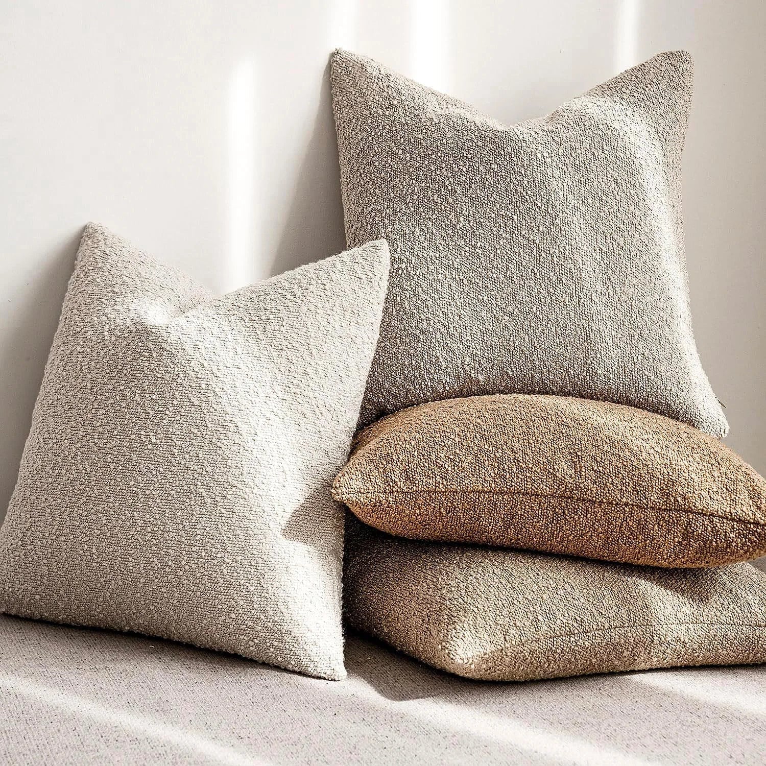 Breckton Textured Throw Pillow Cover – Scandinavian Charcoal Gray Boucle Cushion Living Room Bedroom Decor