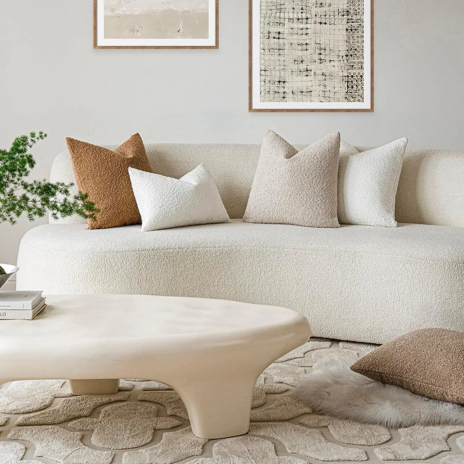 Breckton Textured Throw Pillow Cover – Scandinavian Charcoal Gray Boucle Cushion Living Room Bedroom Decor