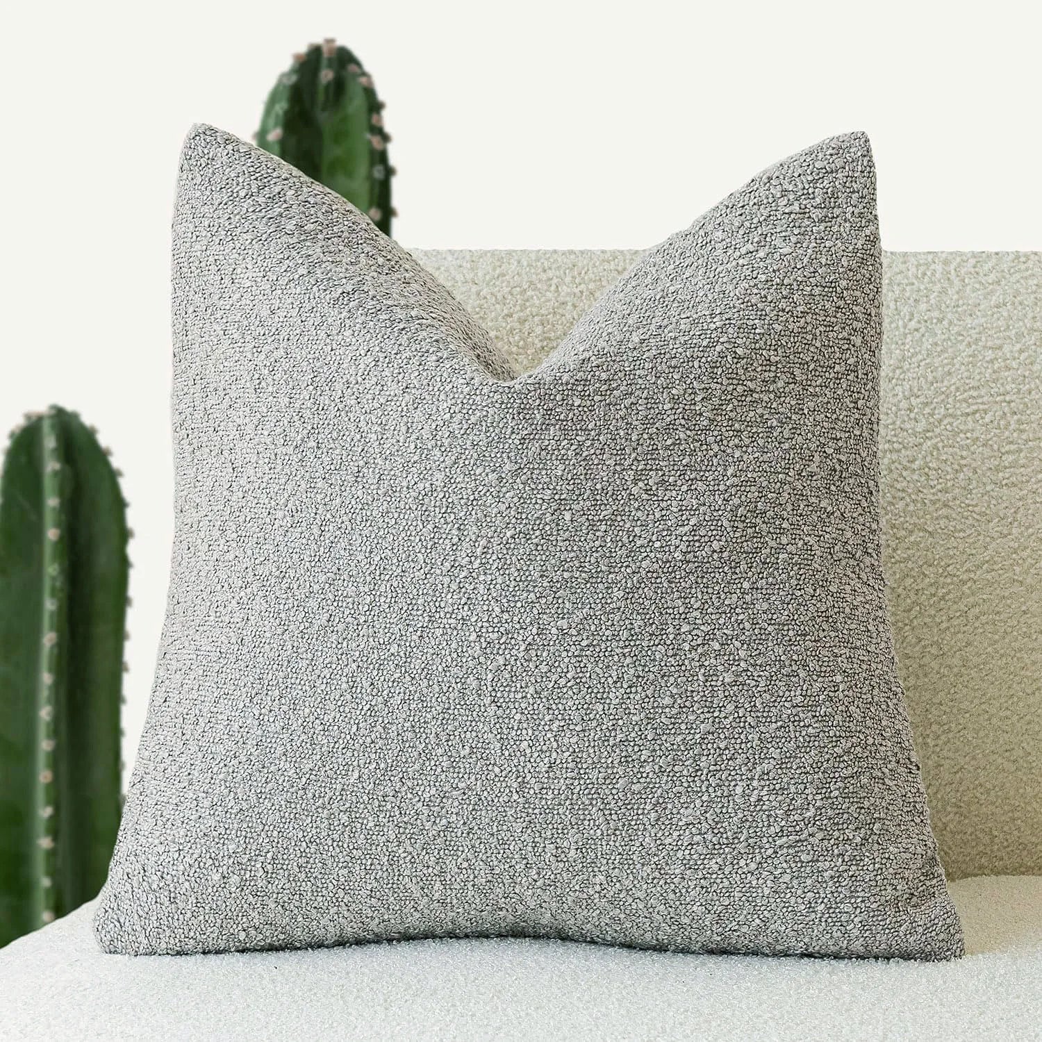 Breckton Textured Throw Pillow Cover – Scandinavian Charcoal Gray Boucle Cushion Living Room Bedroom Decor