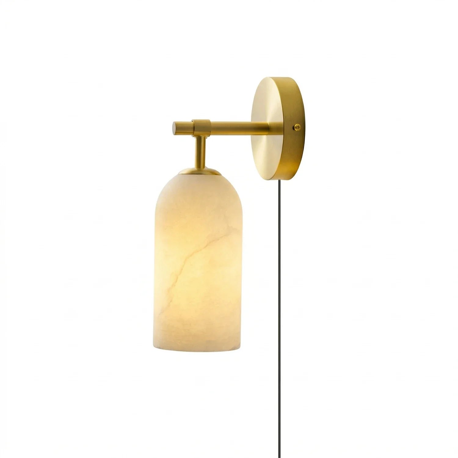 Caldex Marble Wall Sconce – Alabaster Glass Brass Modern Bedroom Living Room Decorative Lighting