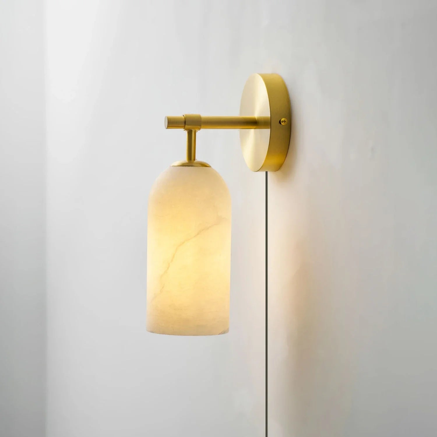 Caldex Marble Wall Sconce – Alabaster Glass Brass Modern Bedroom Living Room Decorative Lighting