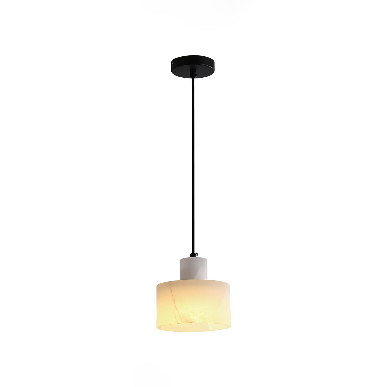 Strato Alabaster Pendant Light – LED Drum Shade Hanging Ceiling Kitchen Island Dining Room Decorative Lighting