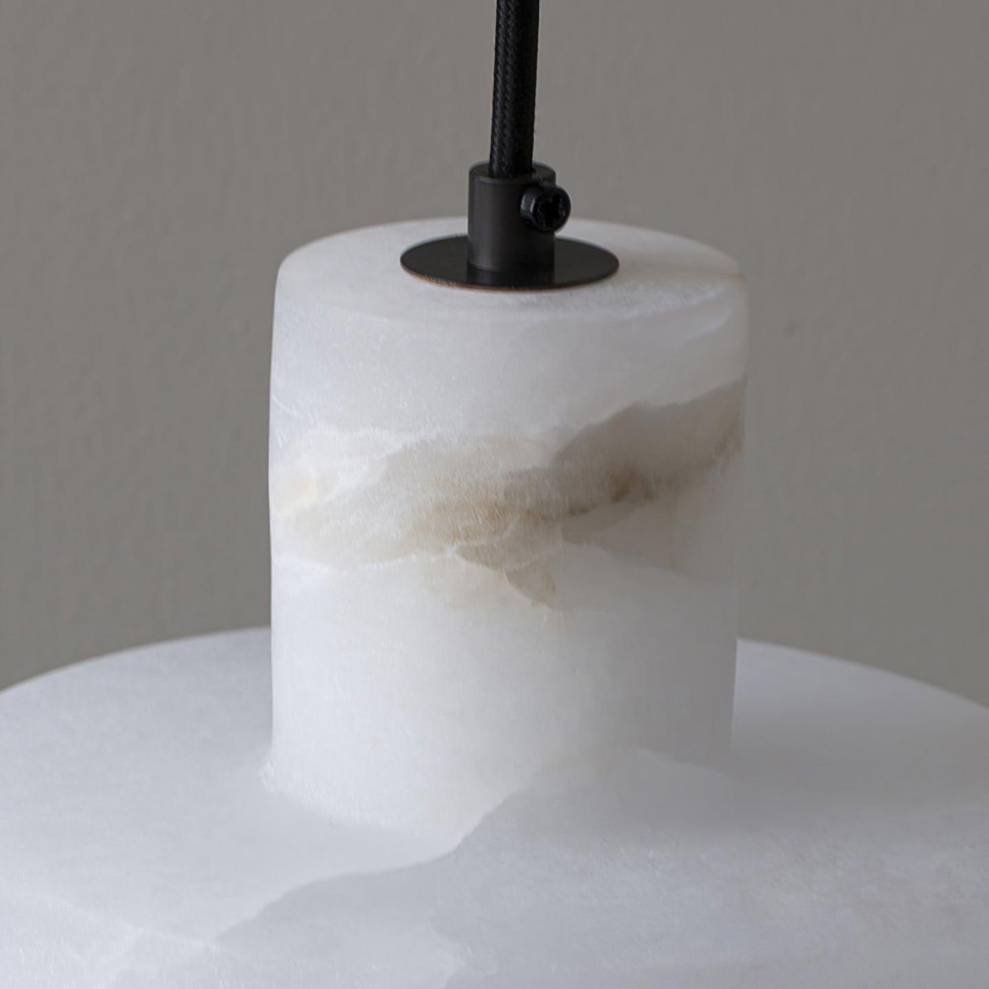 Strato Alabaster Pendant Light – LED Drum Shade Hanging Ceiling Kitchen Island Dining Room Decorative Lighting
