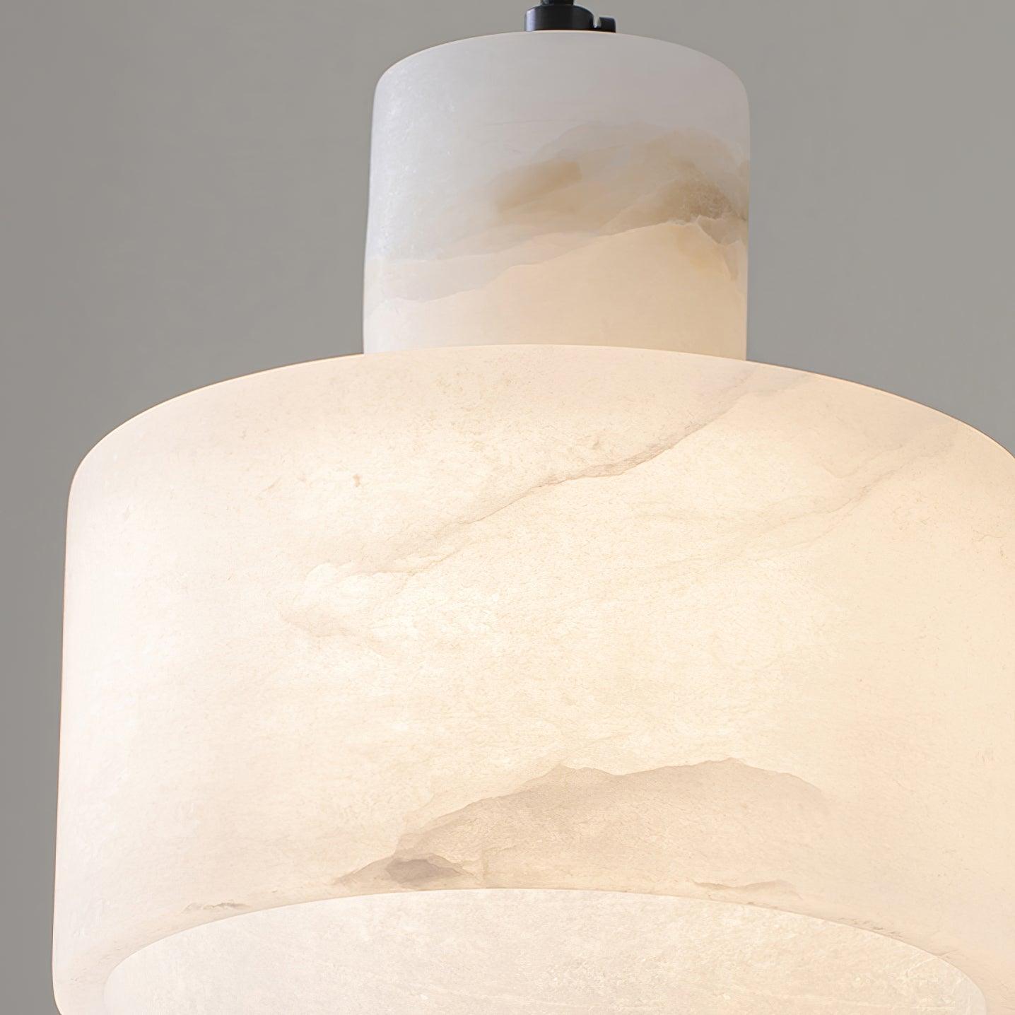 Strato Alabaster Pendant Light – LED Drum Shade Hanging Ceiling Kitchen Island Dining Room Decorative Lighting