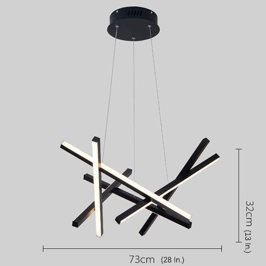 Intersecting Linear LED Chandelier – Modern Starburst Dining Room Living Room Pendant
