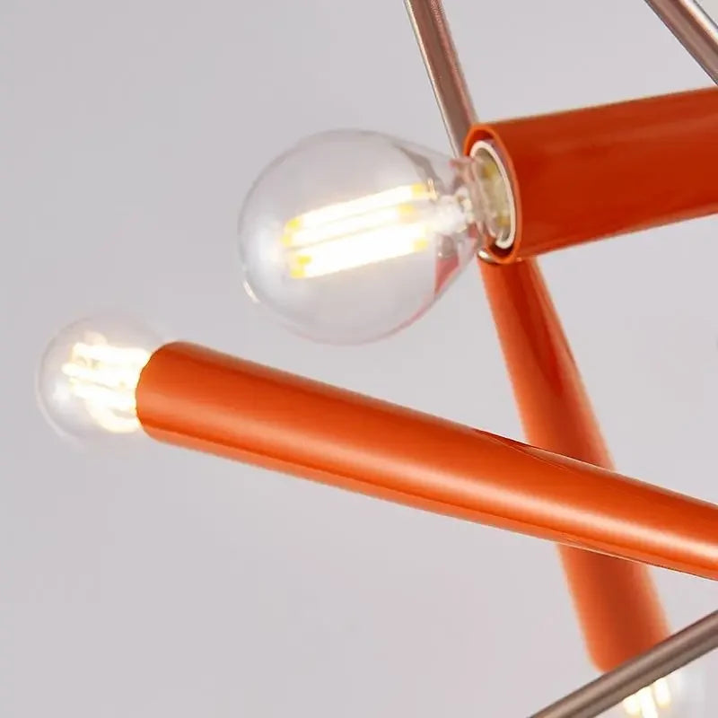 Vexaro Sputnik Pendant Light – Mid Century Modern Chandelier Orange Dining Room Living Room Ceiling Lighting