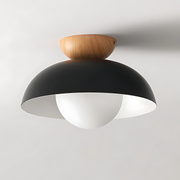 Scandi Wood Dome Semi-Flush Ceiling Light – Modern Nordic Fixture with Warm Glow