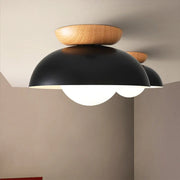 Scandi Wood Dome Semi-Flush Ceiling Light – Modern Nordic Fixture with Warm Glow