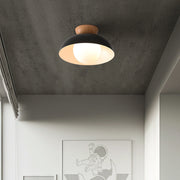 Scandi Wood Dome Semi-Flush Ceiling Light – Modern Nordic Fixture with Warm Glow