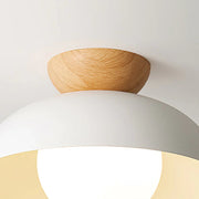 Scandi Wood Dome Semi-Flush Ceiling Light – Modern Nordic Fixture with Warm Glow