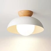 Scandi Wood Dome Semi-Flush Ceiling Light – Modern Nordic Fixture with Warm Glow