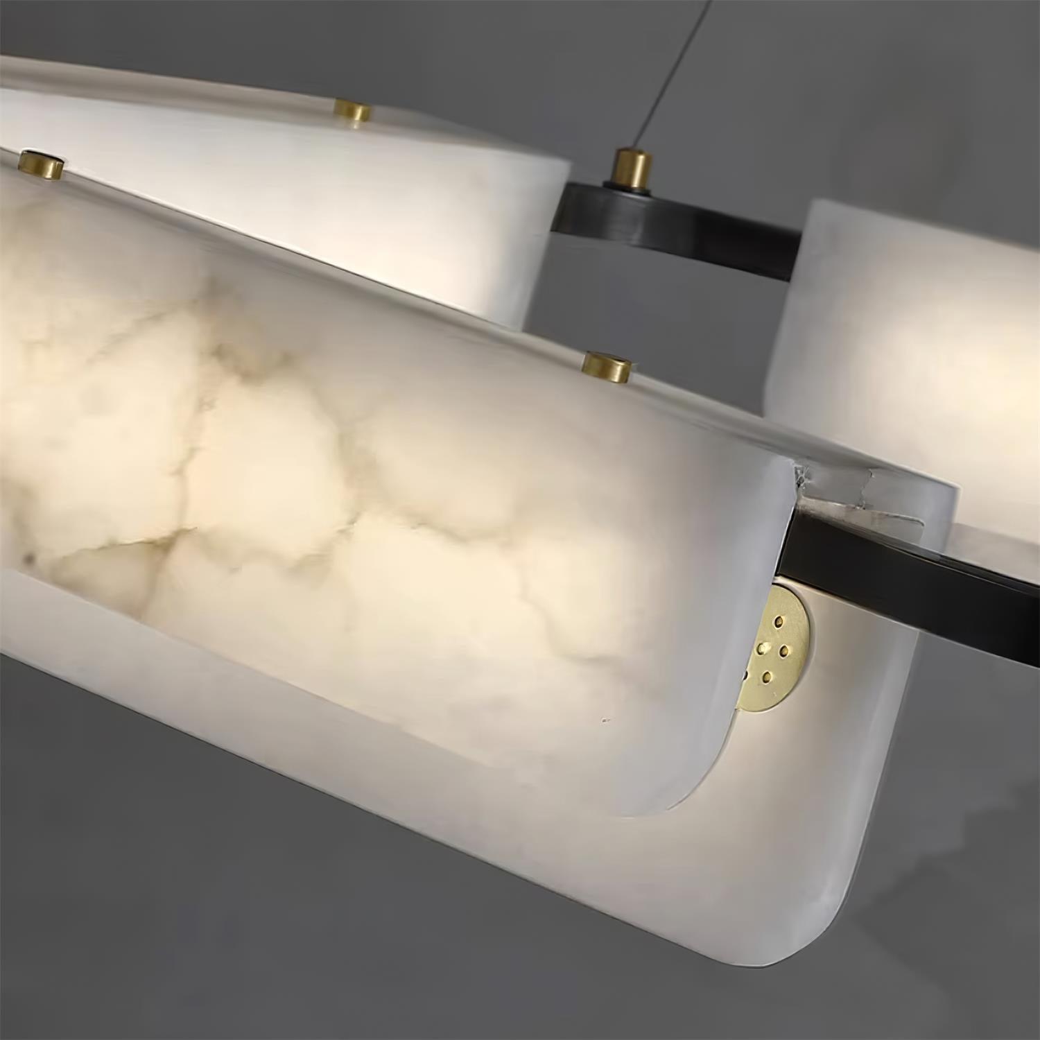 Caravel Chandelier – Modern Alabaster Pendant Light Dining Room Living Room Ceiling Lighting