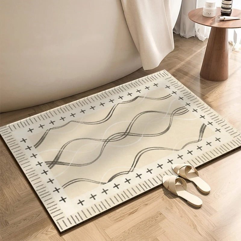 Ondula Wave Bath Mat – Quick Dry Diatomite Stone Shower Mat Non-Slip Absorbent Bathroom Floor