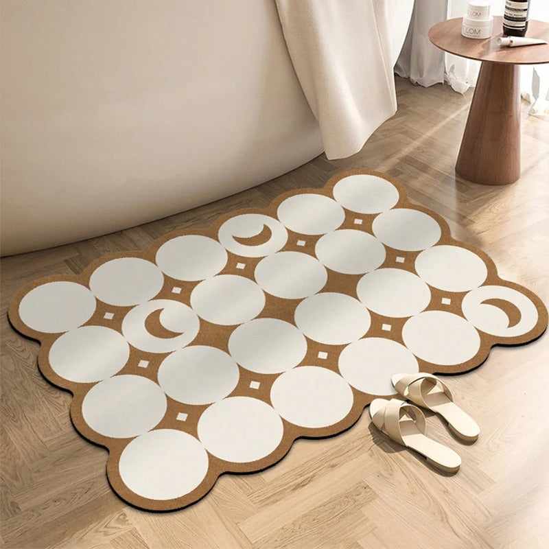 Ondula Wave Bath Mat – Quick Dry Diatomite Stone Shower Mat Non-Slip Absorbent Bathroom Floor