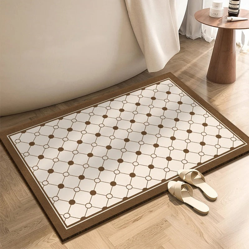 Ondula Wave Bath Mat – Quick Dry Diatomite Stone Shower Mat Non-Slip Absorbent Bathroom Floor