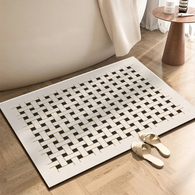 Ondula Wave Bath Mat – Quick Dry Diatomite Stone Shower Mat Non-Slip Absorbent Bathroom Floor