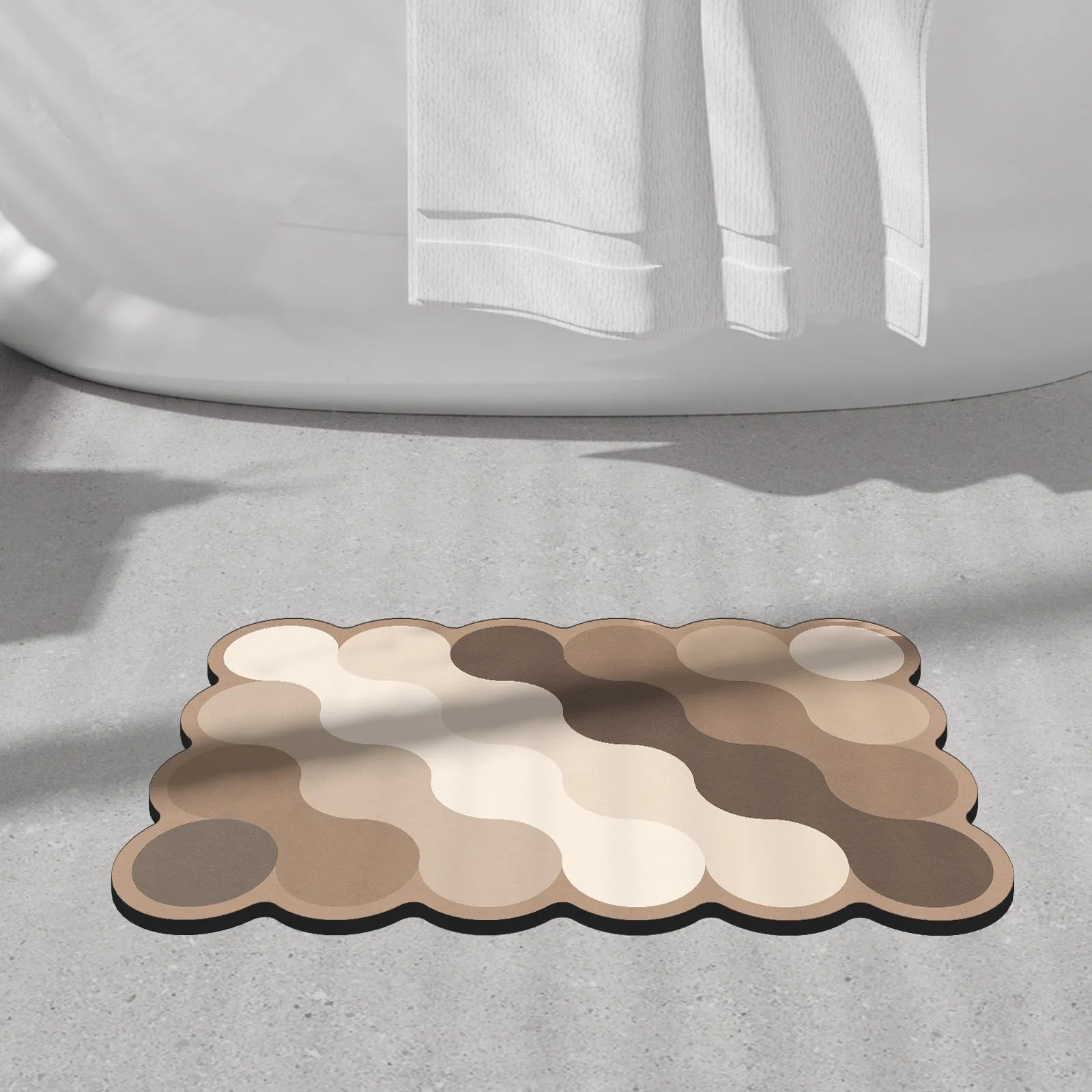 Ondula Wave Bath Mat – Quick Dry Diatomite Stone Shower Mat Non-Slip Absorbent Bathroom Floor