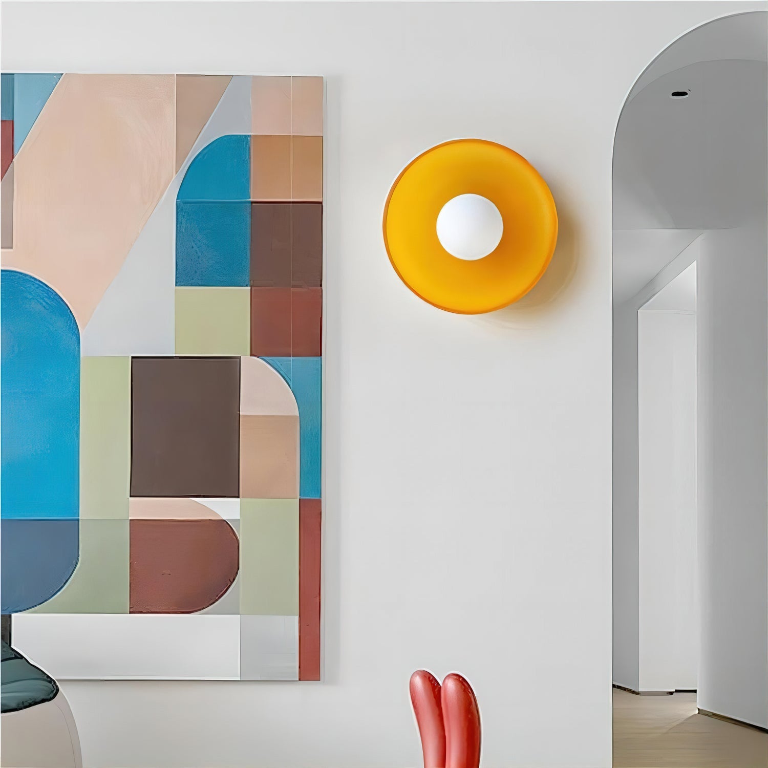 Glass Disc Flush Mount Ceiling Light – Modern Opal Globe Fixture