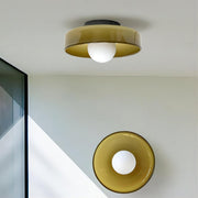 Glass Disc Flush Mount Ceiling Light – Modern Opal Globe Fixture