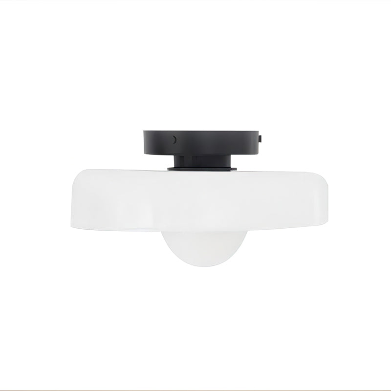 Glass Disc Flush Mount Ceiling Light – Modern Opal Globe Fixture