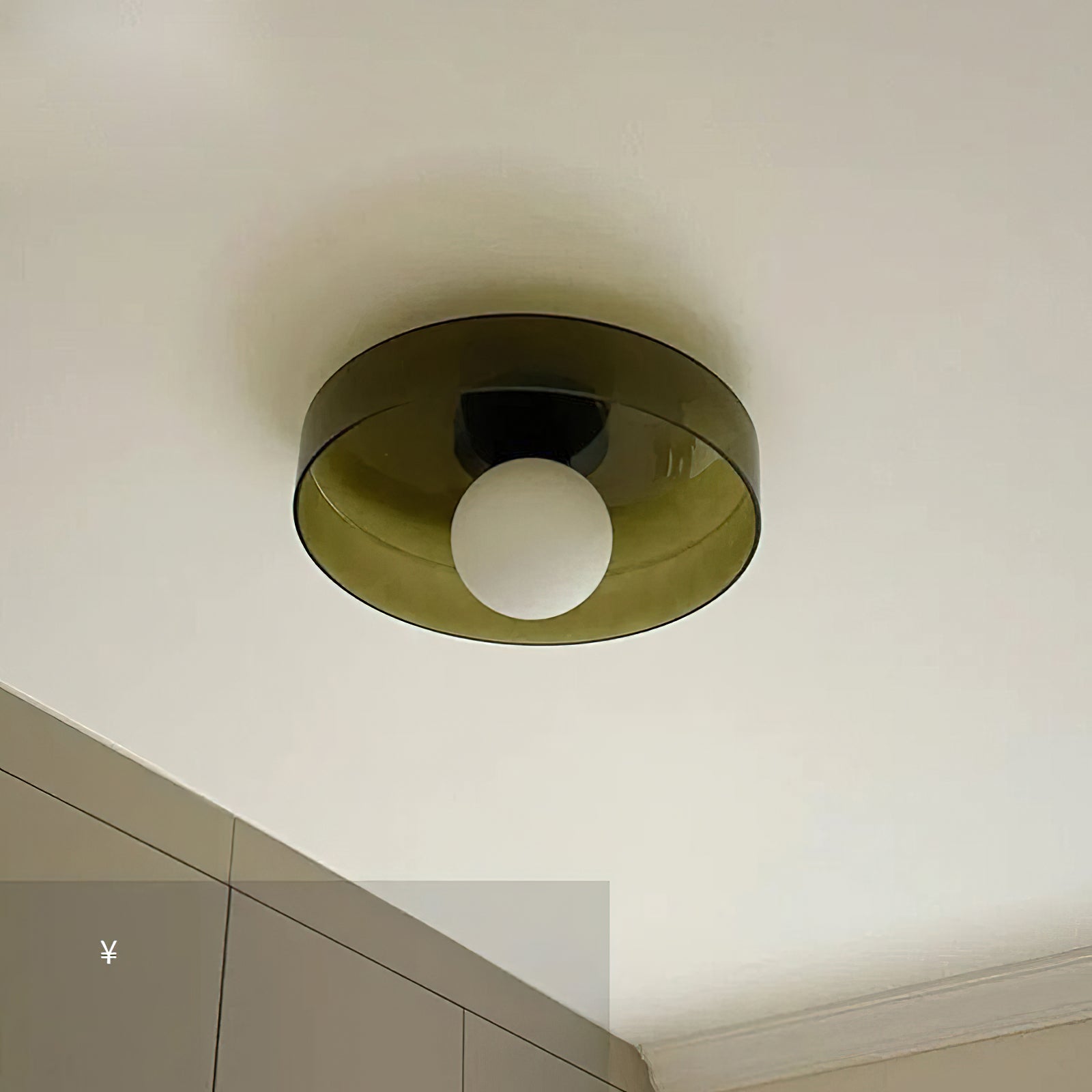 Glass Disc Flush Mount Ceiling Light – Modern Opal Globe Fixture