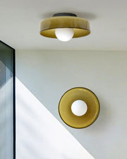 Glass Disc Flush Mount Ceiling Light – Modern Opal Globe Fixture