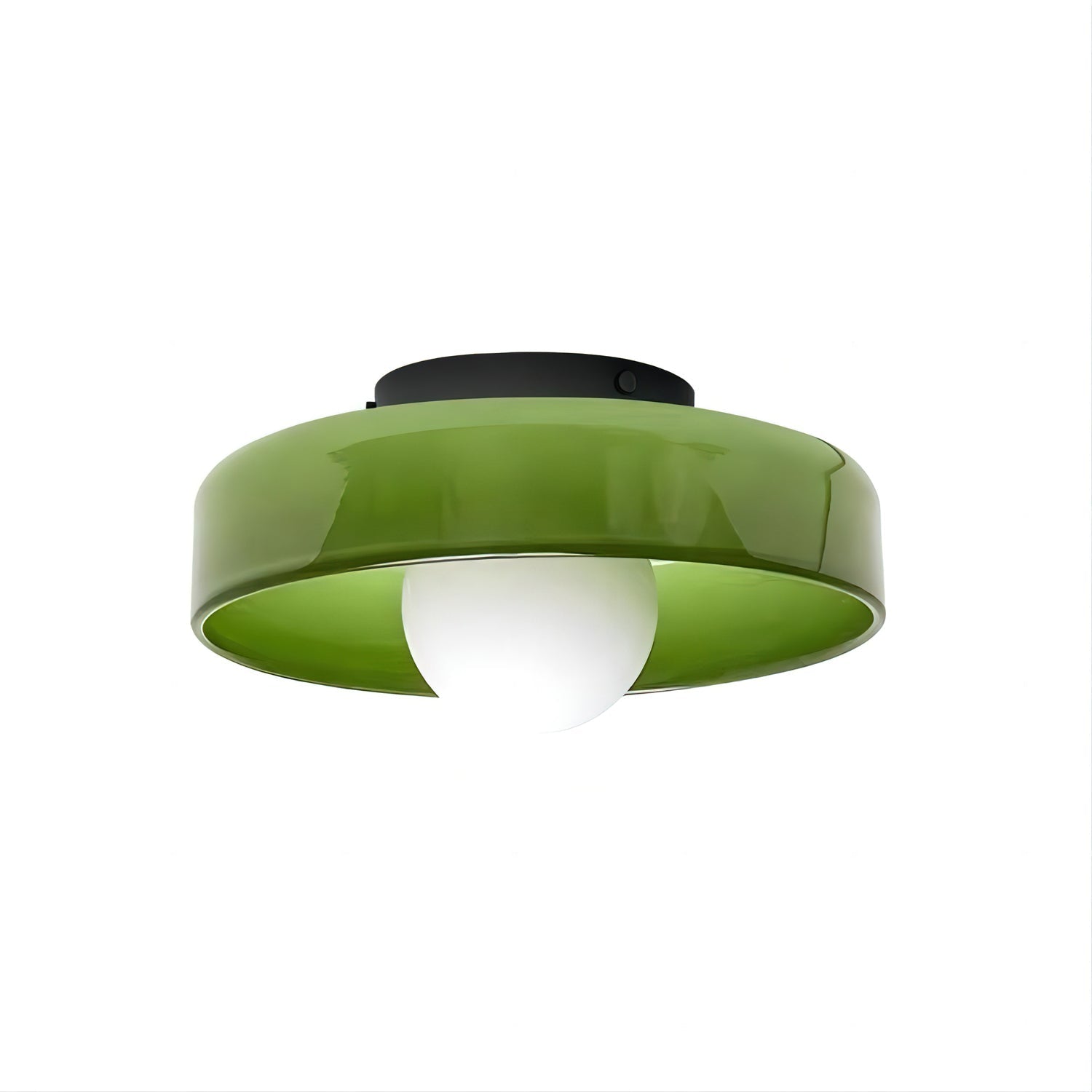 Glass Disc Flush Mount Ceiling Light – Modern Opal Globe Fixture