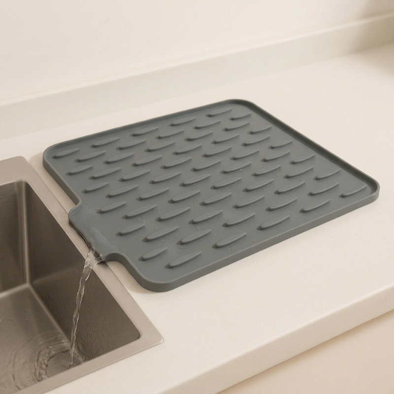 Draynex Silicone Dish Drying Mat – Kitchen Counter Drainer Rack Heat Resistant Trivet Protector