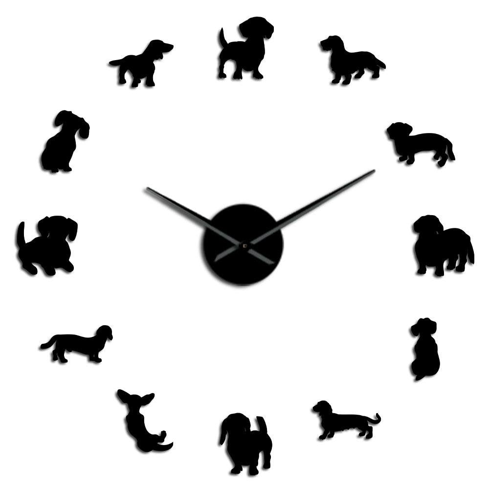 Daxley Dachshund Wall Clock – Large DIY Wall Clock Dog Silhouette Decorative Living Room Bedroom