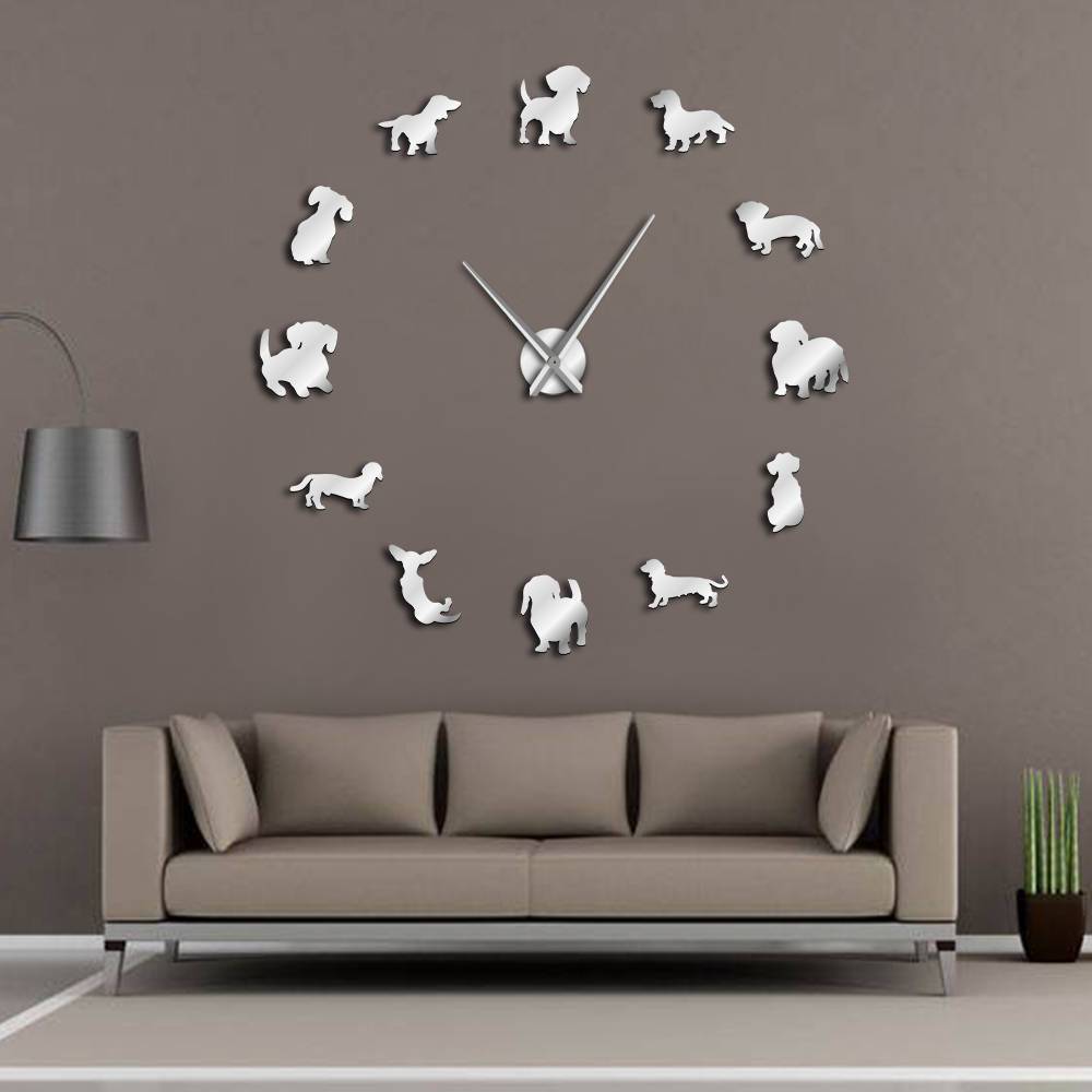 Daxley Dachshund Wall Clock – Large DIY Wall Clock Dog Silhouette Decorative Living Room Bedroom