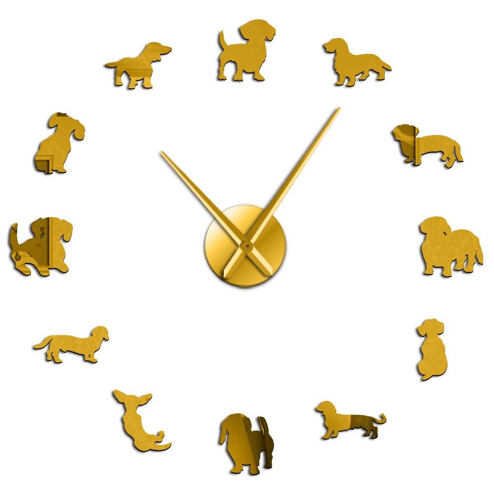 Daxley Dachshund Wall Clock – Large DIY Wall Clock Dog Silhouette Decorative Living Room Bedroom