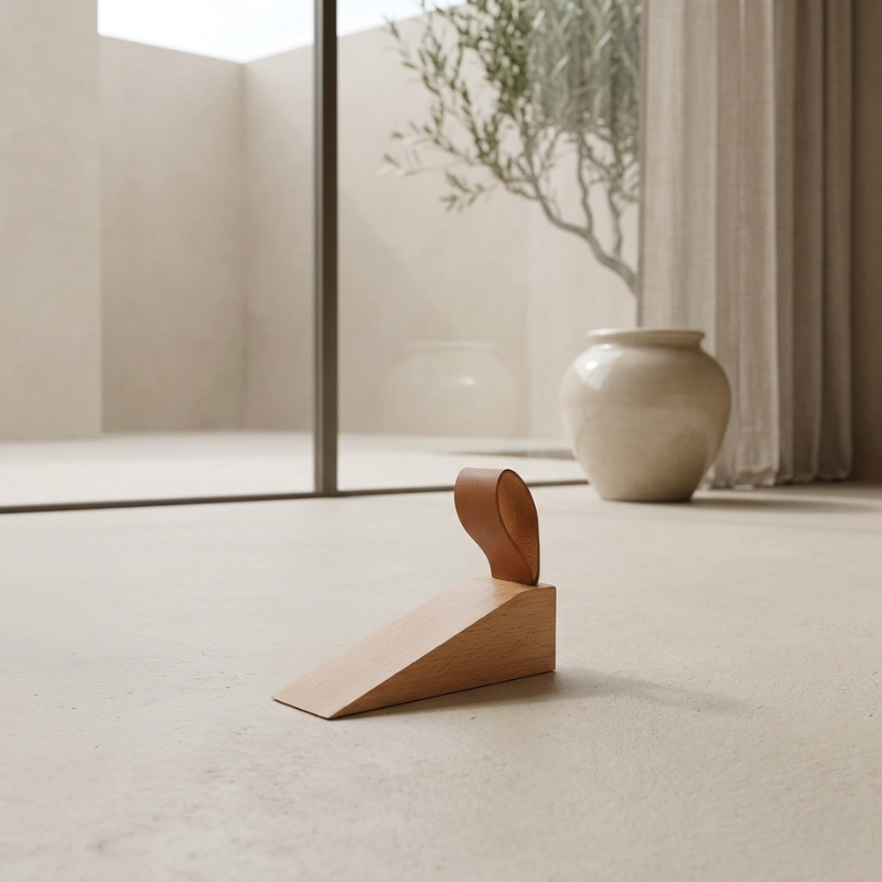 Straton Wedge Doorstop – Modern Wood Floor Mounted Door Stopper Decorative Hardware Non-Slip Heavy Duty