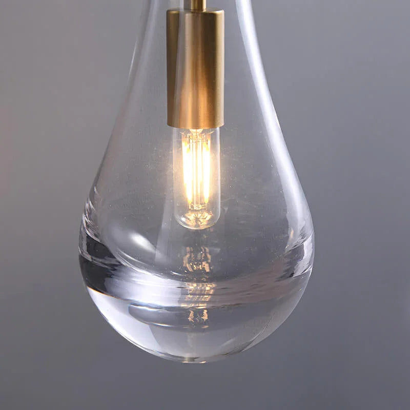 Drye Drop Wall Sconce - LED Indoor Glass Wall Light With Blown Drops Brass Finish