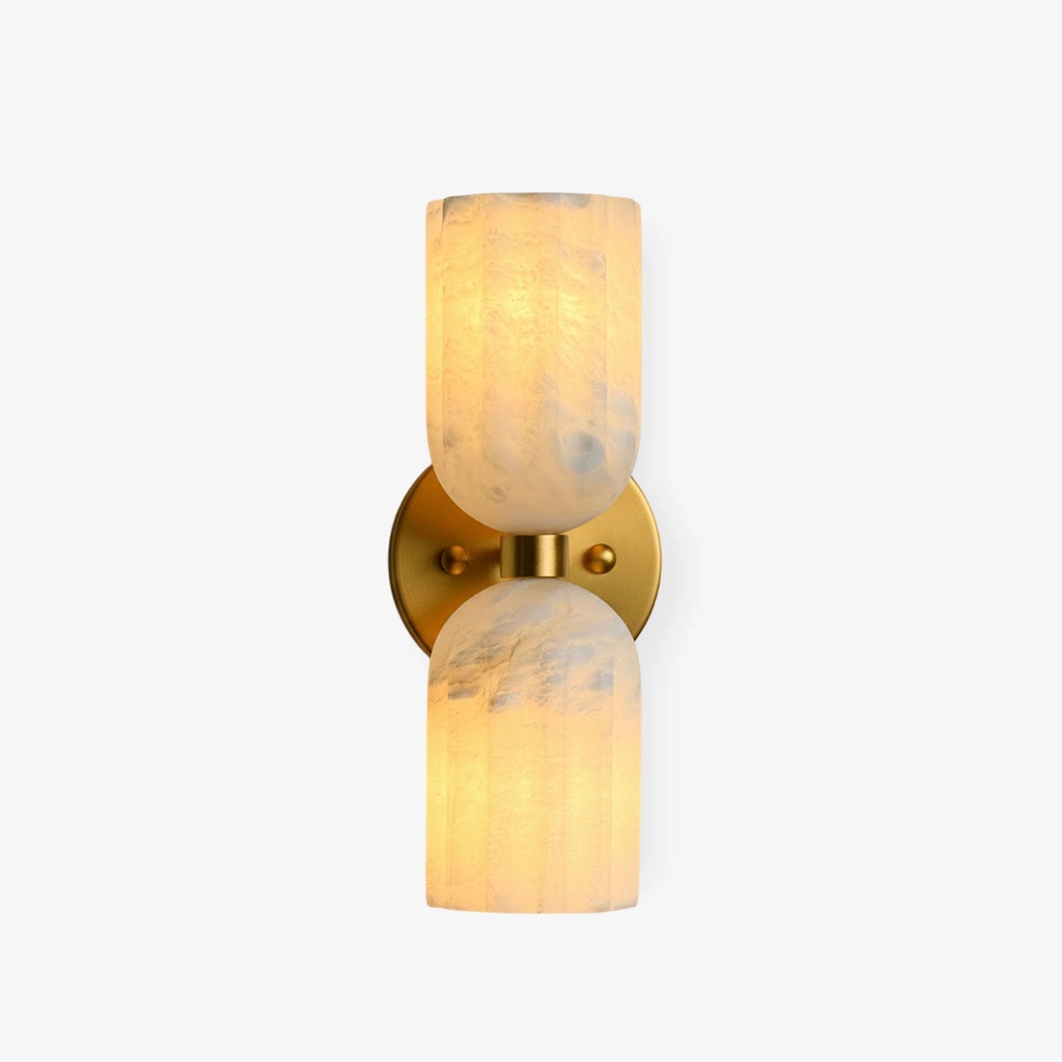 Caldara Dual Wall Sconce – Brass Gold Alabaster Glass Modern Wall Lighting Bedroom Bathroom Hallway