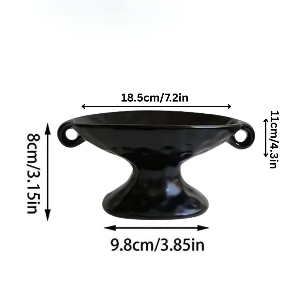 Scrollia Footed Catchall Tray – Black Ceramic Jewelry Organizer Decorative Vanity Dish Bedroom Nightstand