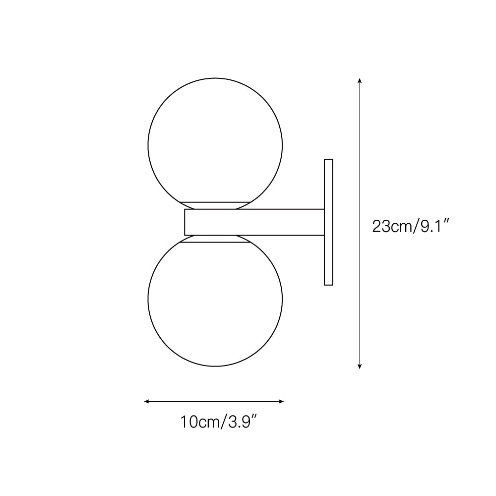 Solmare Globe Wall Sconce – Decorative Lighting Double Sphere Amber Glass Brass Hallway Bedroom Modern