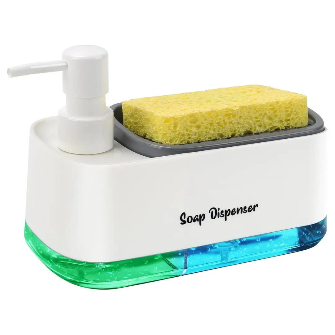 Cleario Dual Soap Dispenser – Kitchen Sink Caddy Organizer Sponge Holder Pump Countertop Bathroom