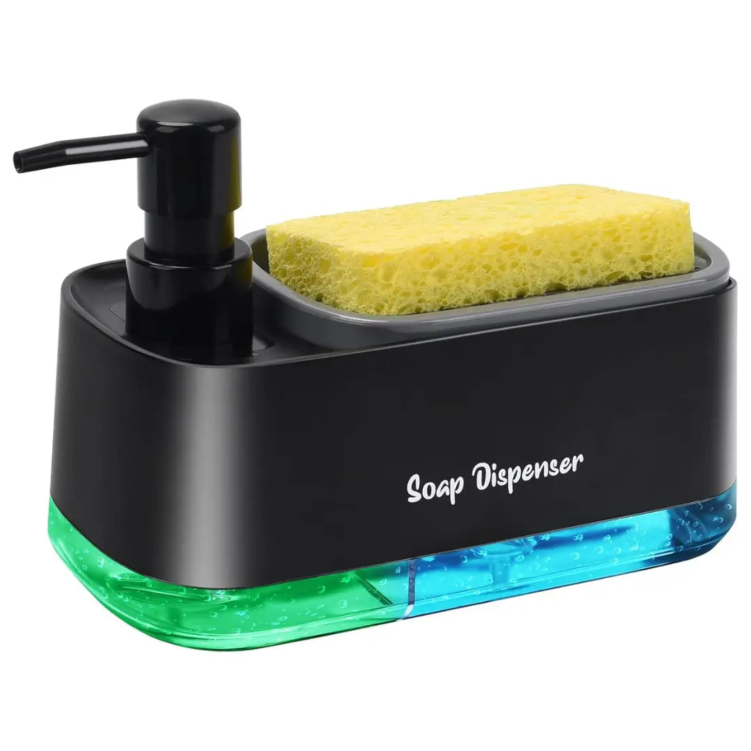 Cleario Dual Soap Dispenser – Kitchen Sink Caddy Organizer Sponge Holder Pump Countertop Bathroom