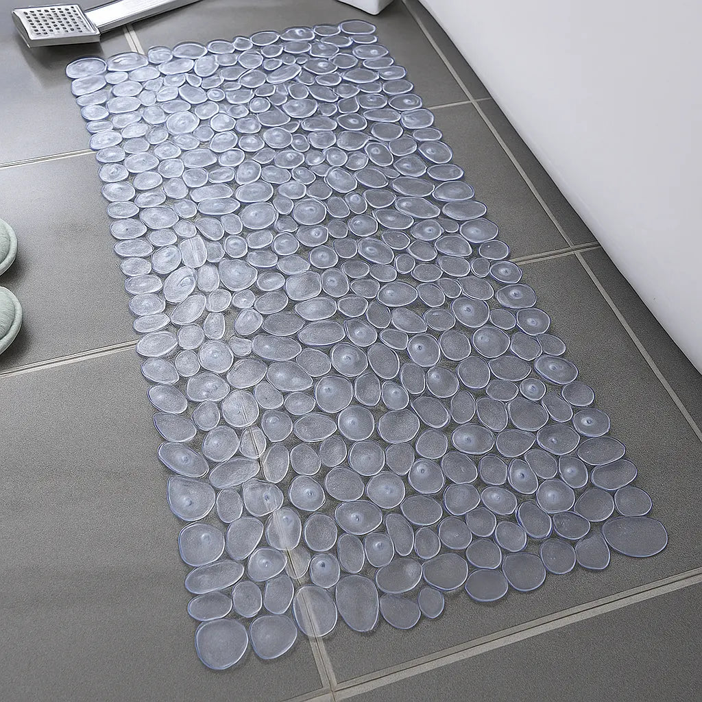 Pebblux Shower Mat – Non-Slip Bath Mat White Pebble Design Bathroom Floor Safety Massage