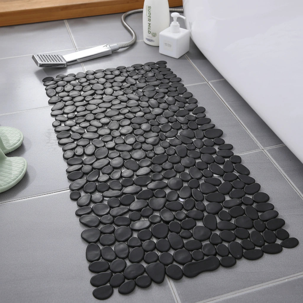 Pebblux Shower Mat – Non-Slip Bath Mat White Pebble Design Bathroom Floor Safety Massage