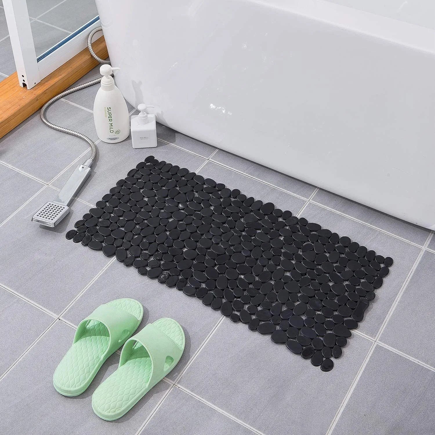 Pebblux Shower Mat – Non-Slip Bath Mat White Pebble Design Bathroom Floor Safety Massage