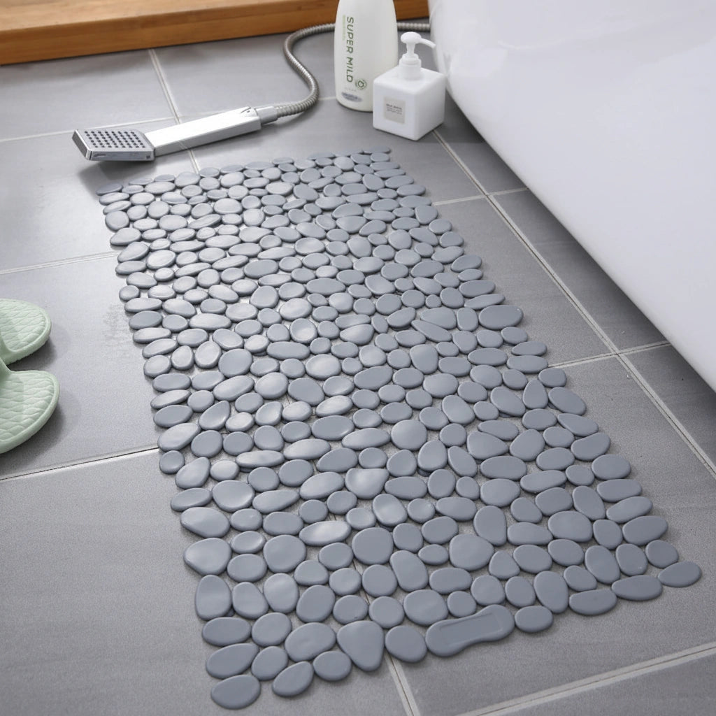 Pebblux Shower Mat – Non-Slip Bath Mat White Pebble Design Bathroom Floor Safety Massage