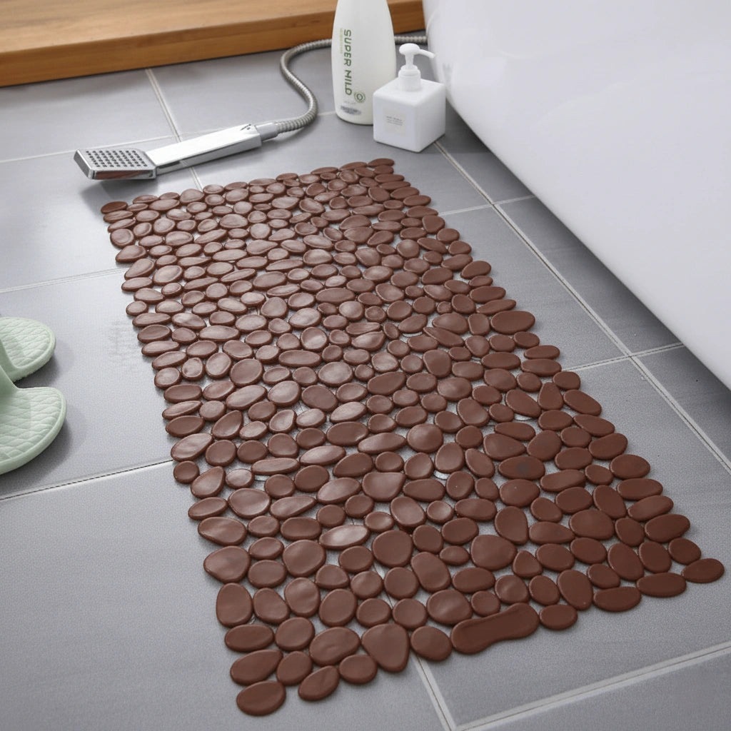 Pebblux Shower Mat – Non-Slip Bath Mat White Pebble Design Bathroom Floor Safety Massage