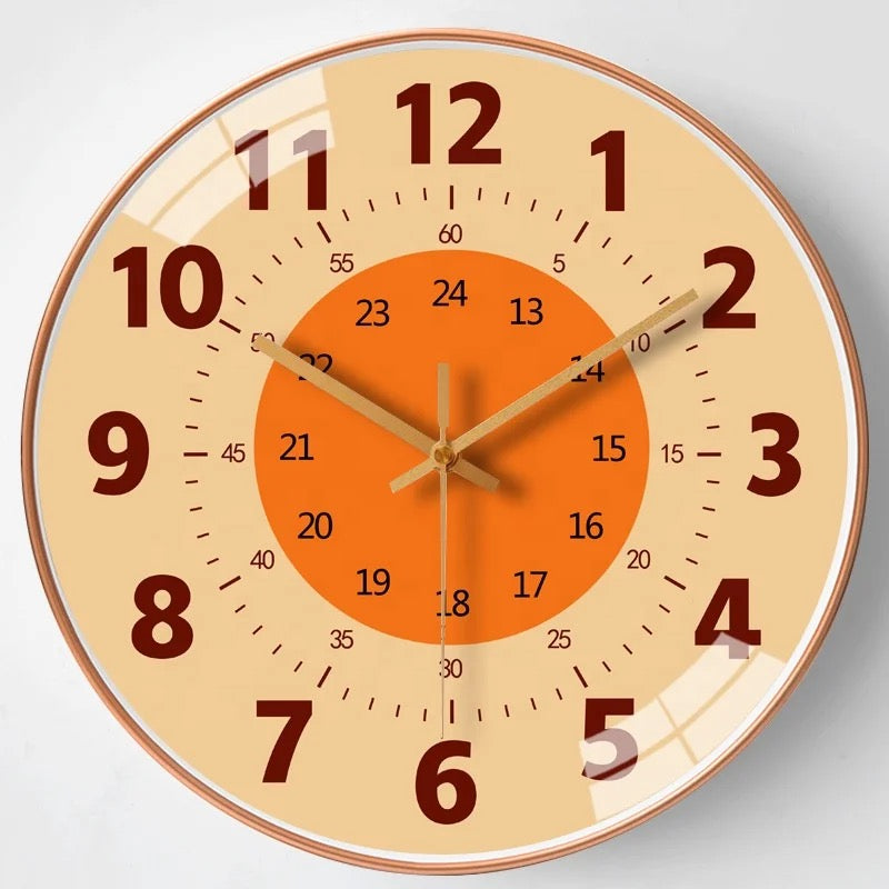 Tempora Learning Wall Clock – Educational Kids Room Colorful Time Teaching Clock Wooden Frame